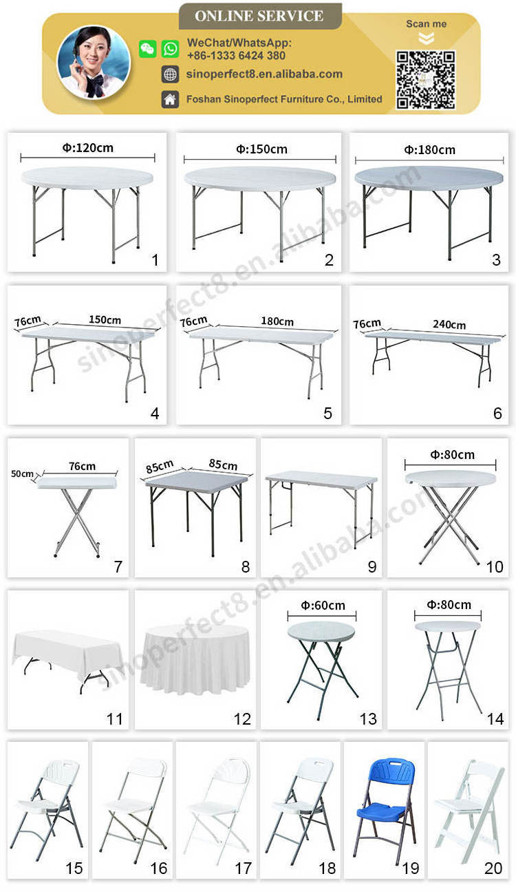 Sino Perfect Plastic White Portable Folding Table Round Used For Banquet Outdoor Wedding Folding Tables 6 Ft Table