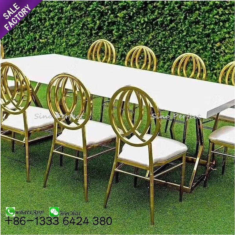 Good Quality Stacking Discounted Event Furniture Golden Stainless Steel Hotel Wedding Chair For Sale