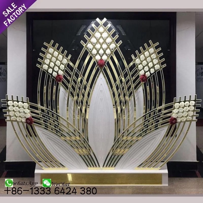 Sinoperfect Decoration Romantic Wedding Details Design Acrylic Pvc Gold Frame Event Wedding Panel Stage Backdrop For Rental