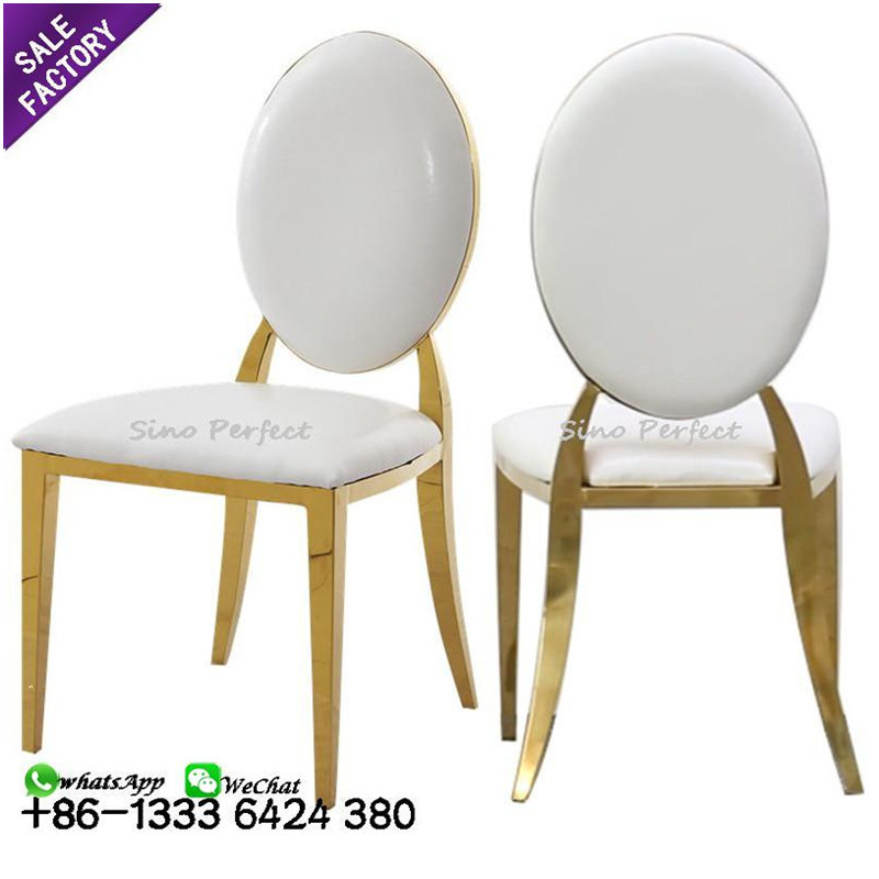 Gold Metal Stainless Steel Frame Cafe Commercial Hotel Restaurant Micro Fabric Dining Room Weeding Chair