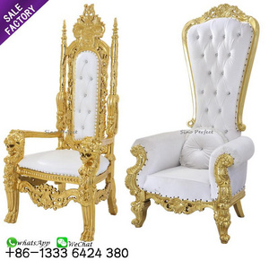 Cheap China antique gold double luxury royal bride throne chairs wedding for king and queen