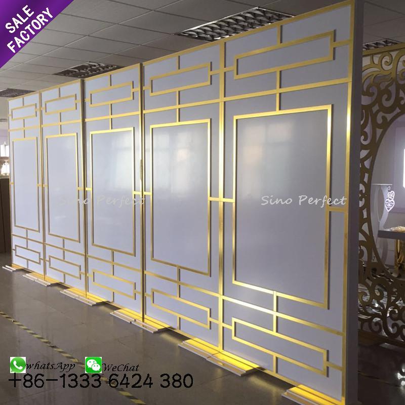 Sinoperfect Decoration Romantic Wedding Details Design Acrylic Pvc Gold Frame Event Wedding Panel Stage Backdrop For Rental