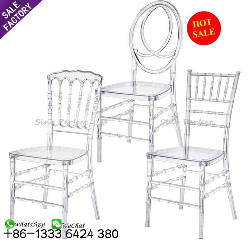 Crystal transparent clear resin plastic wedding chavari napoleon chiavari chair