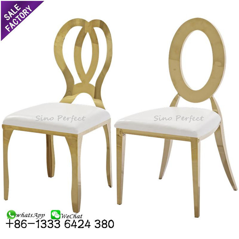 Gold Metal Stainless Steel Frame Cafe Commercial Hotel Restaurant Micro Fabric Dining Room Weeding Chair