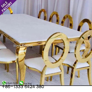 Gold Metal Stainless Steel Frame Cafe Commercial Hotel Restaurant Micro Fabric Dining Room Weeding Chair