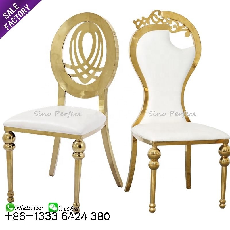 Wholesale Modern Stackable Stainless Steel Furniture Gold Oval Back Dining Chair