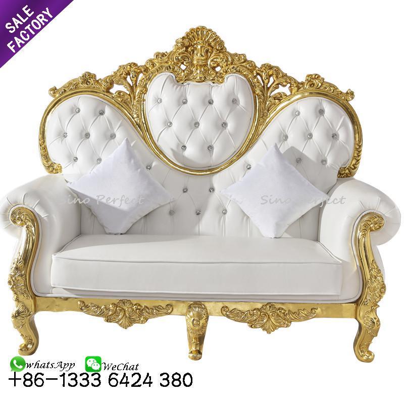 white leather carved kings love seat throne chairs