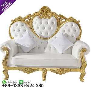 white leather carved kings love seat throne chairs