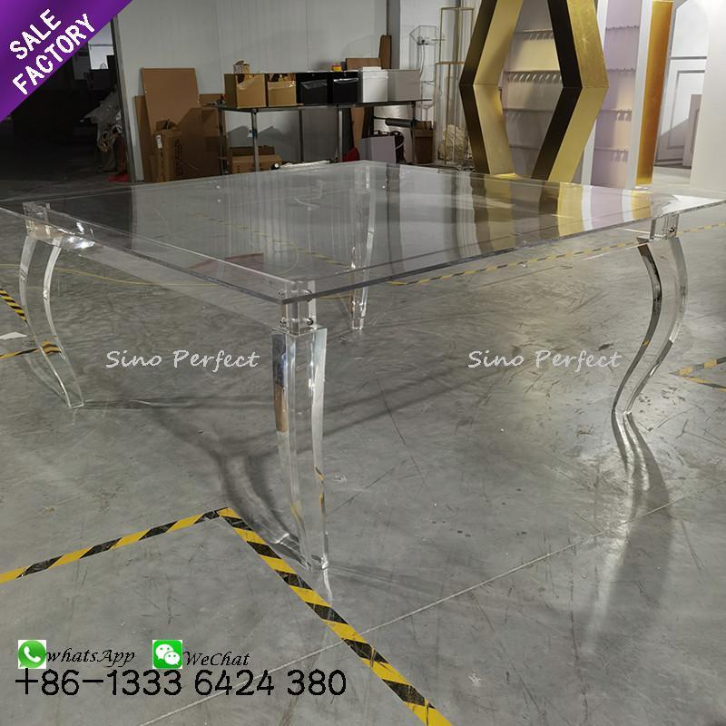 Sino Perfect Transparency Round Acrylic Transparent Clear Dining Table With Leg For Wedding Event Banquet Party