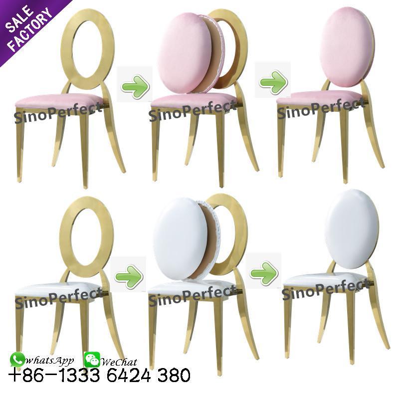 Luxury Stainless Steel Gold Metal Iron Hotel Chair Wedding Dining Chair For Banquet Hall