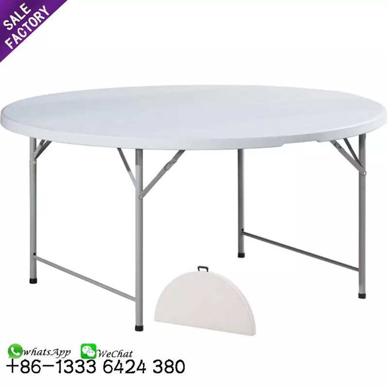 Sino Perfect Portable Cheap 10 People 200Cm Round Plastic Folding Foldable Tables Banquet Dining Table For Hotel And Wedding