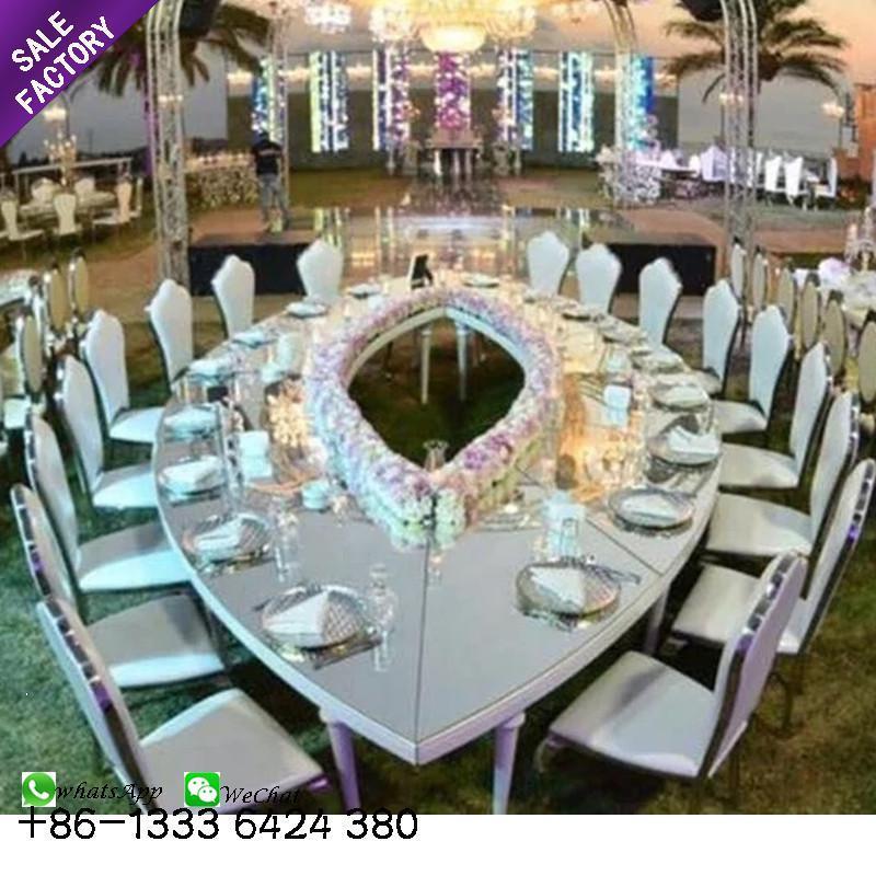 Wedding Event White Tempered Glass 5 Star Hotel Oval Shape Stainless Steel Silver Legs Dinning Dining Dinner Table And Chair