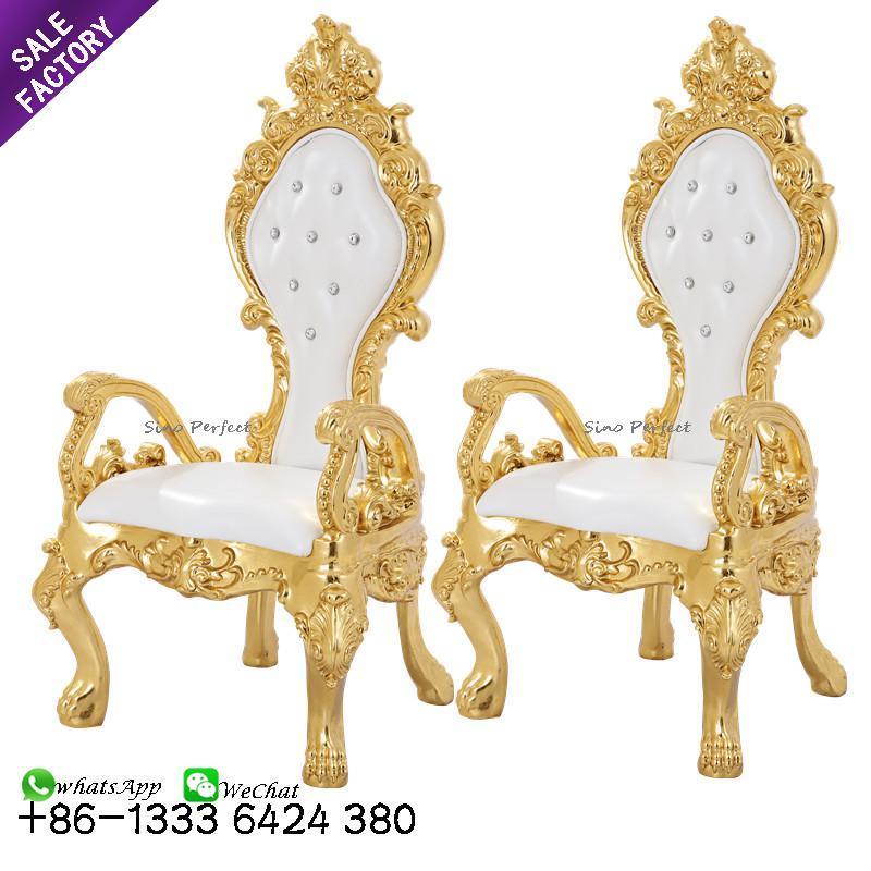 Good selling gold high back king queen throne chairs luxury wedding royal for bride and groom