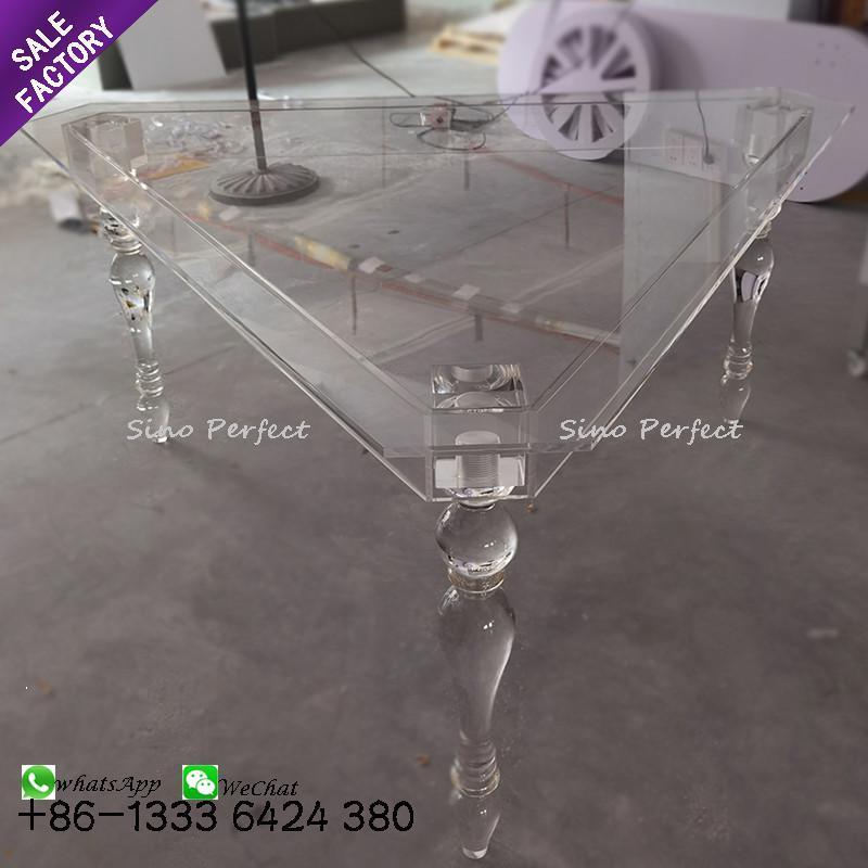 Sino Perfect Transparency Round Acrylic Transparent Clear Dining Table With Leg For Wedding Event Banquet Party