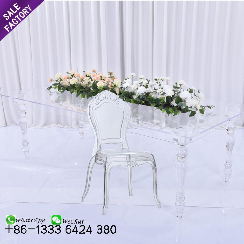 Wholesale Wedding Banquet Hotel Furniture Transparent Crystal Dining Clear Acrylic Ghost Table Transparent