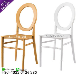 OEM Low Price Plastics Party Events Party Hotel Resin Stackable White And Gold Wedding Banquet Weeding Chair