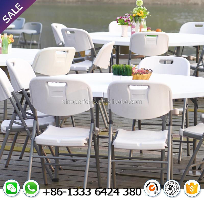 10 People Wedding Party Outdoor Banquet Table Plastic Round Folding Chair Table