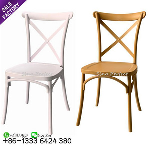 Foshan Wholesale Stacking White Gold X Back Crossback White Cross Back Chair Wedding For Party Event Banquet Reception