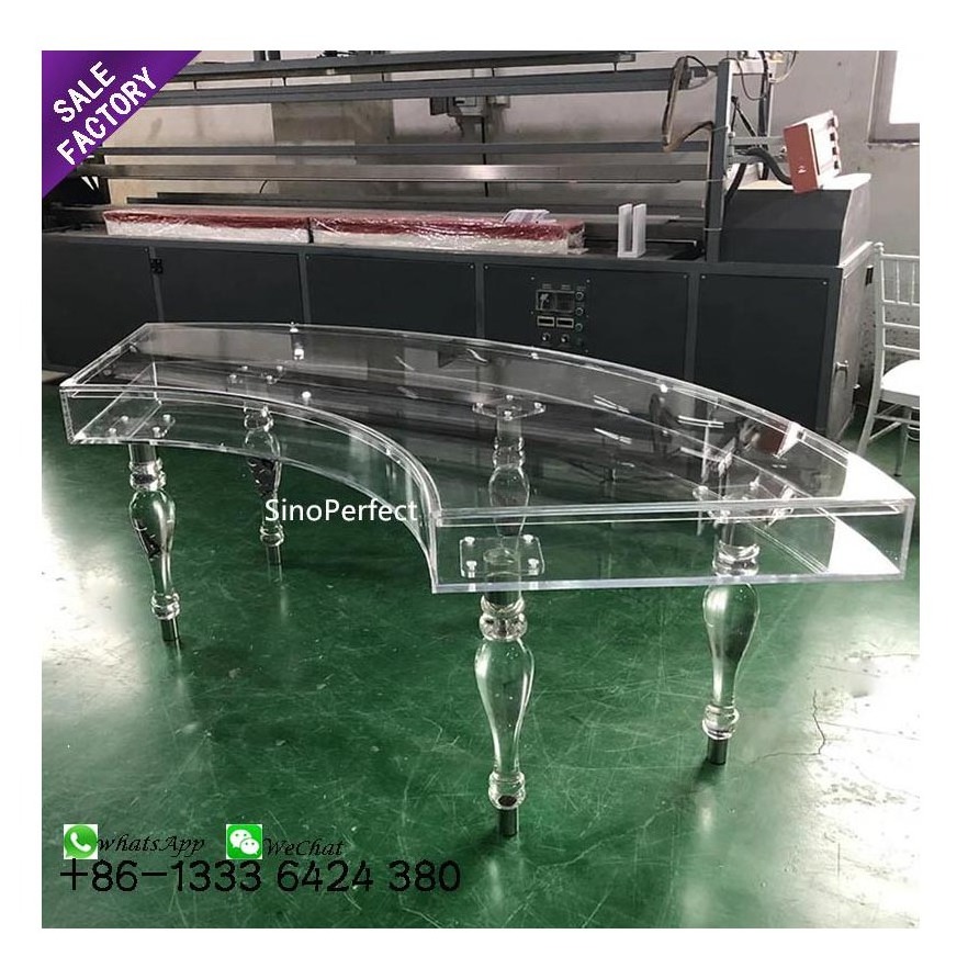 Wholesale Wedding Banquet Hotel Furniture Transparent Crystal Dining Clear Acrylic Ghost Table Transparent