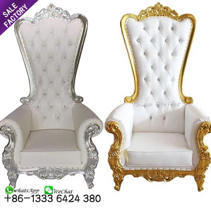 Hotel Event Furniture Luxury High Back Gold Royal King Queen Throne Chairs Sofa Sets For Wedding Bride And Groom 2 Seats