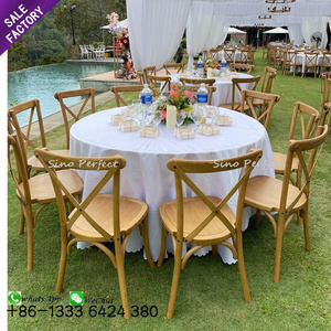 Simple Design Stackable Furniture Banquet Wedding Dining Event Cross Back Chairs Wooden Outdoor