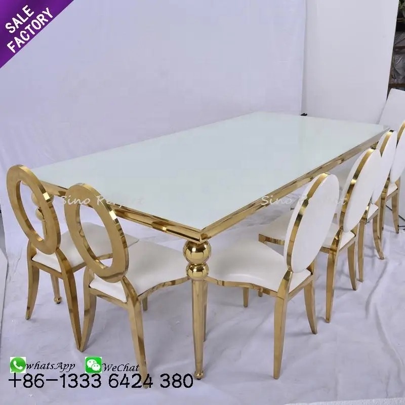 Hot Selling Event Banquet Party Serpentine Table Gold Stainless Steel Full Moon Round Center Circle Mirror Table Top Wedding