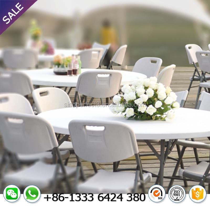 10 People Wedding Party Outdoor Banquet Table Plastic Round Folding Chair Table