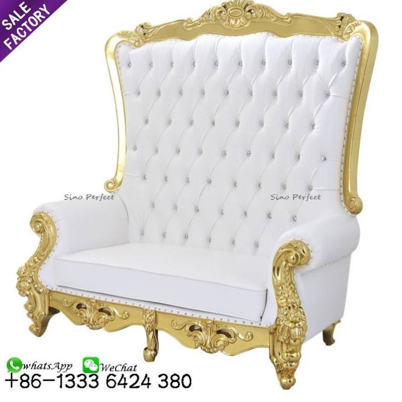 Guangzhou China Golden High Back Antique Pedicure Royal Wedding Sofa Sets King Throne Chair Rental