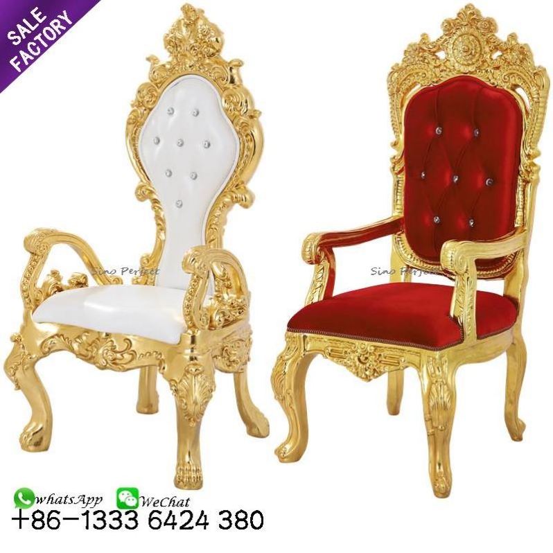 Guangzhou China Golden High Back Antique Pedicure Royal Wedding Sofa Sets King Throne Chair Rental