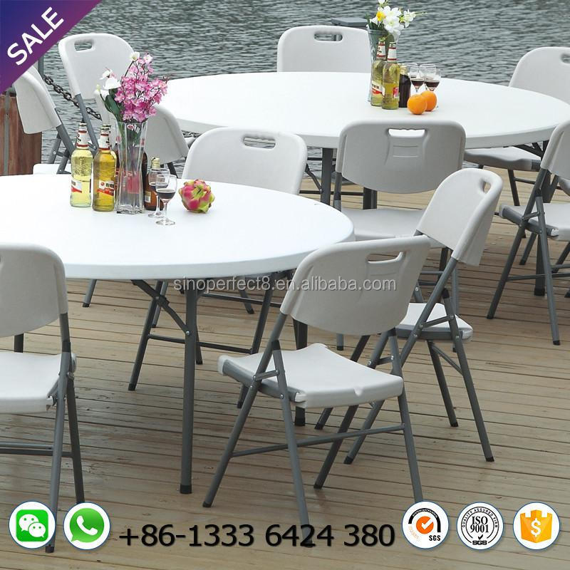 10 People Wedding Party Outdoor Banquet Table Plastic Round Folding Chair Table