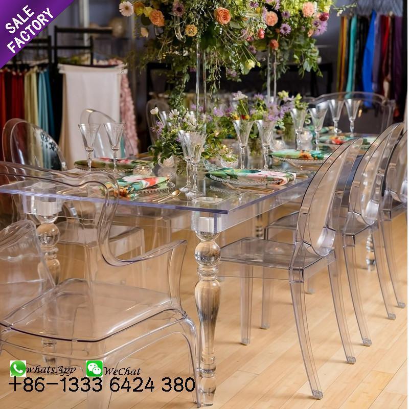 Wholesale Wedding Banquet Hotel Furniture Transparent Crystal Dining Clear Acrylic Ghost Table Transparent