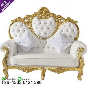 Guangzhou China Golden High Back Antique Pedicure Royal Wedding Sofa Sets King Throne Chair Rental