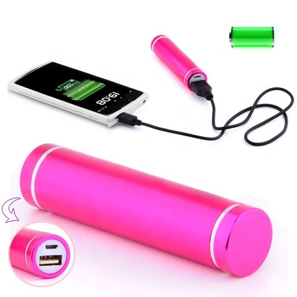 Lipstick 2600mah 18650 battery smart power bank for mobile cell phone