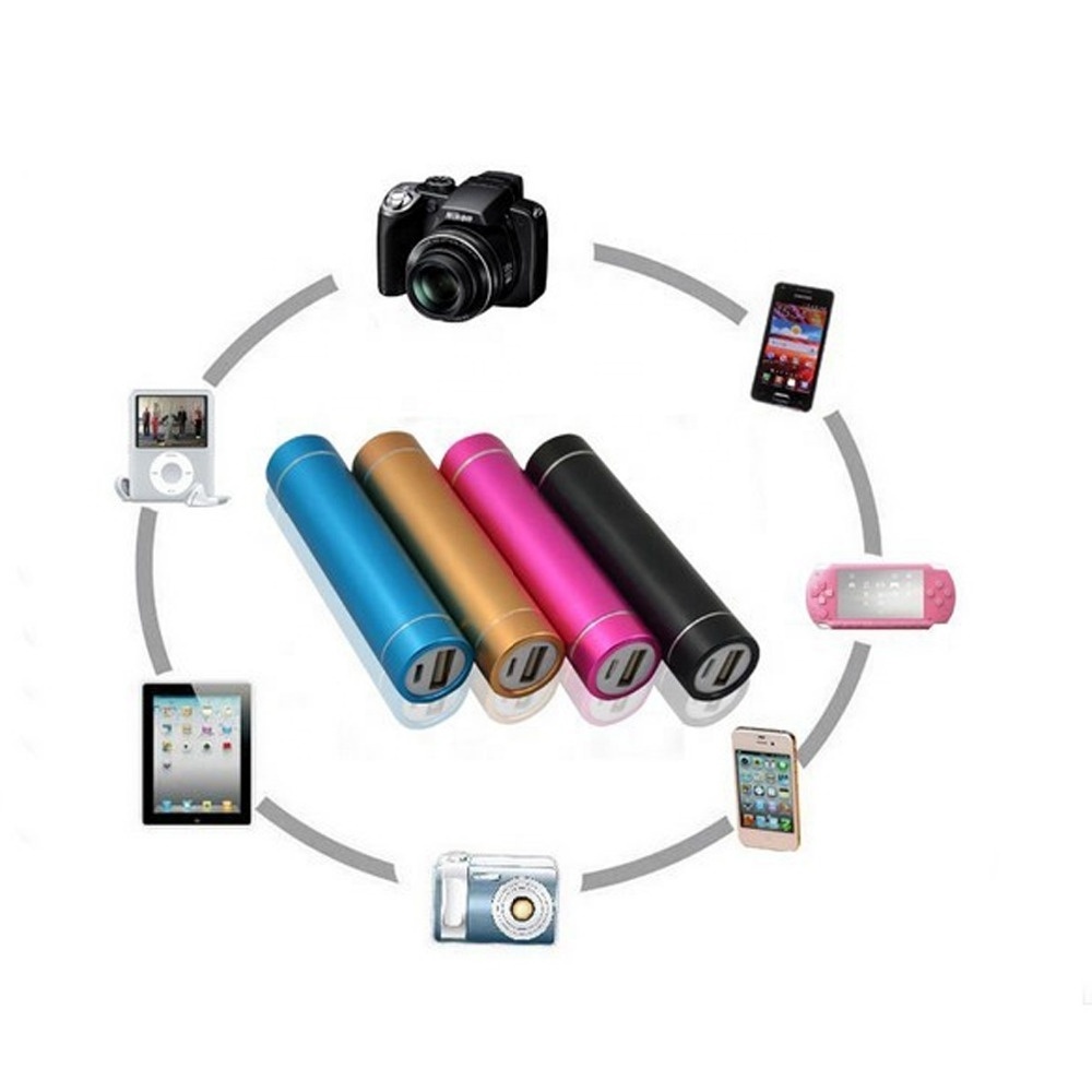 Lipstick 2600mah 18650 battery smart power bank for mobile cell phone