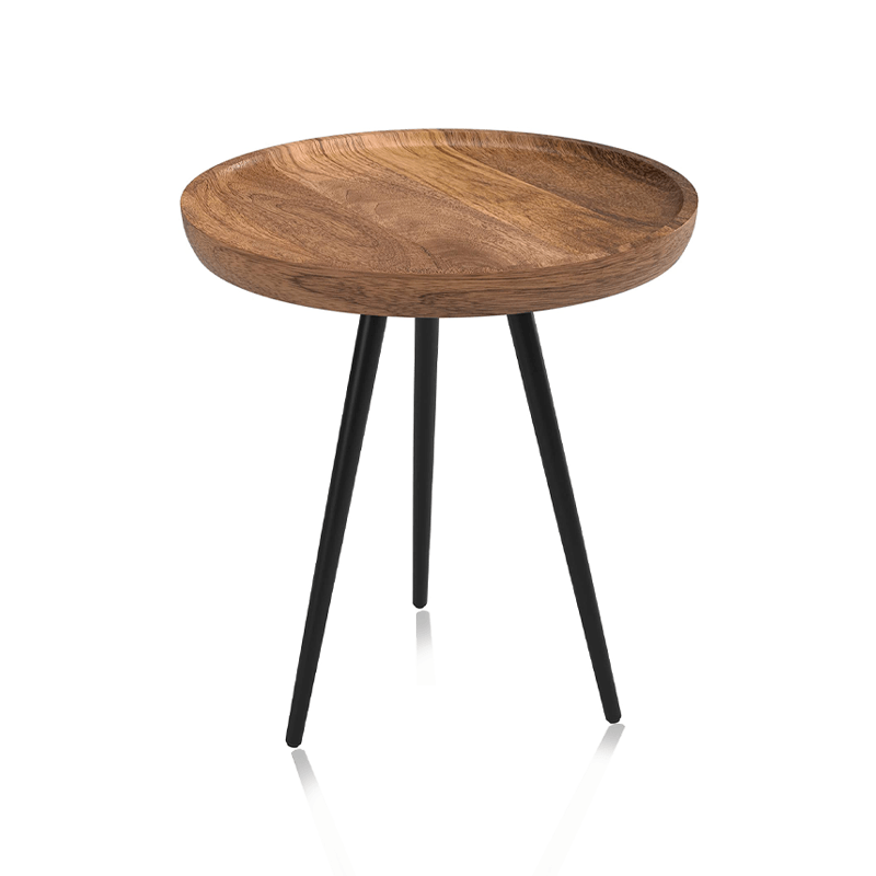 Minimalist Wooden Round Coffee Table with 3 Legs Pillar Modern Round Side Entryway Living Room Tables for Small Spaces