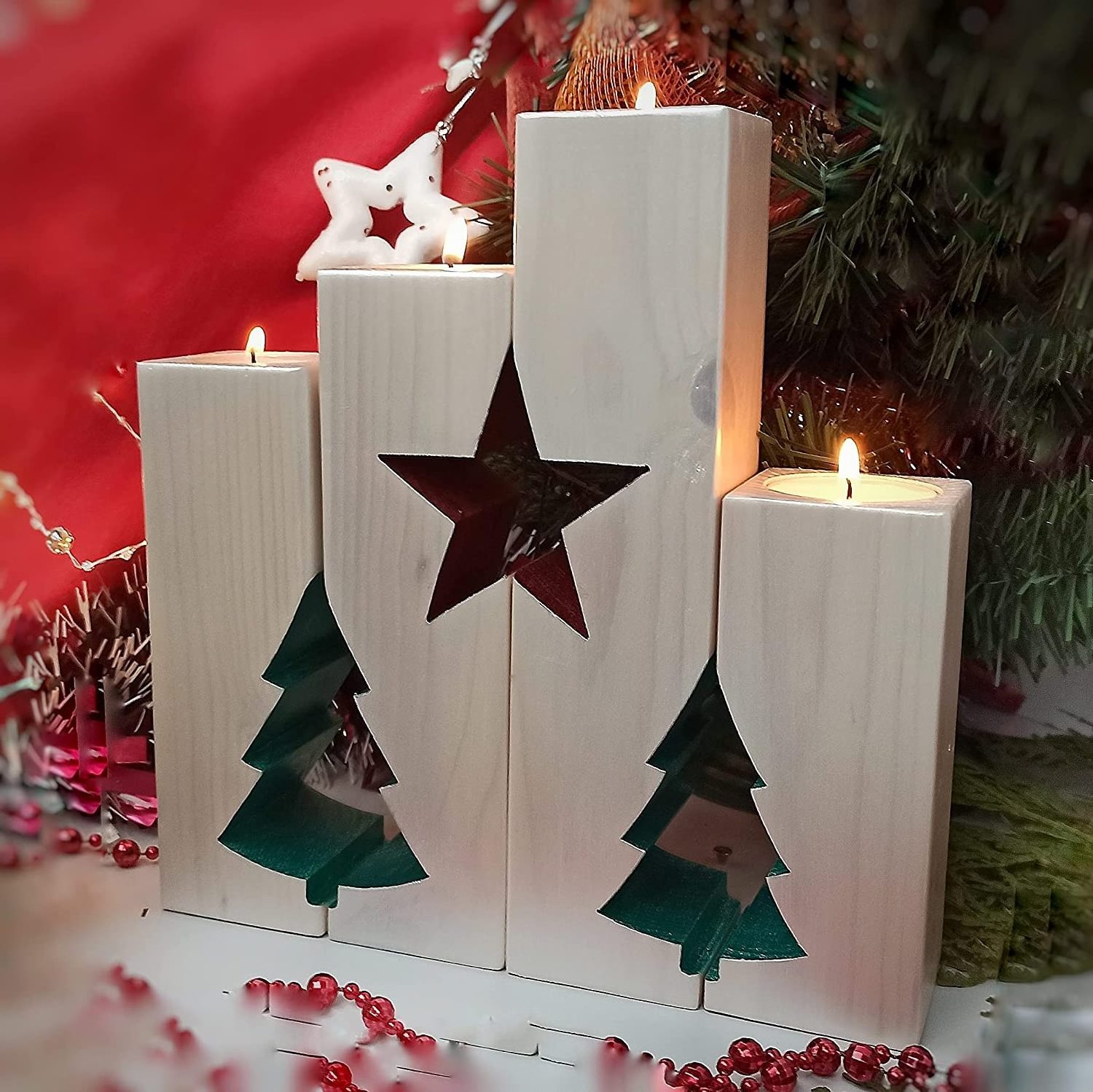 Christmas Candle Holder Set Centerpieces Tables Tealight Clearance Ornaments 2022