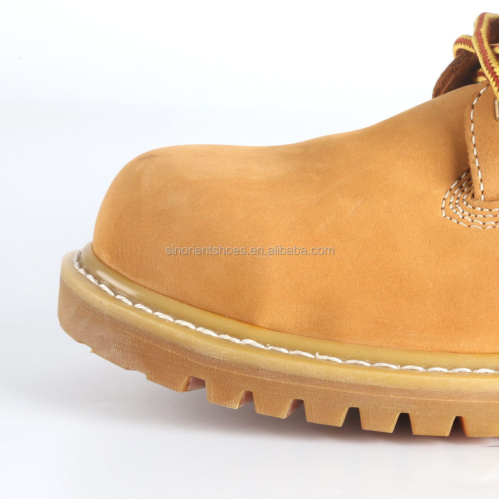 Yellow nubuck leather steel toe cap goodyear welted safety boots safety shoes supplier work boots for men