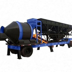 20m3/h 30m3/h 60m3/h 100m3/h mini electric mobile concrete batching plant with drum concrete mixer and horizontal cement silo