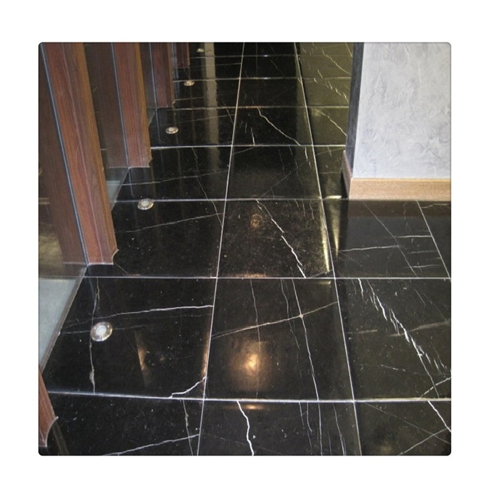 Cemetery black and white striped marble 30x30 polished marble tiles