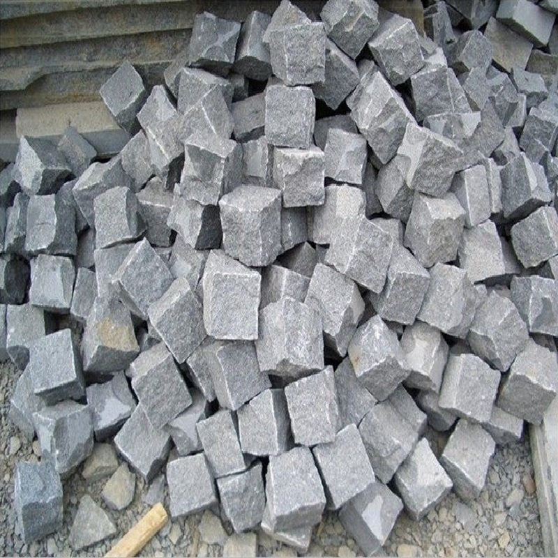 Outdoor grey quarry cobble tumbled granite for car parking stone floor tile