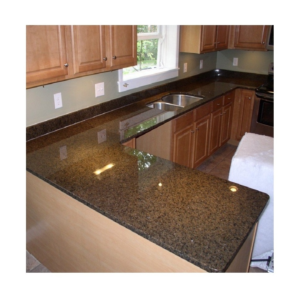 Kitchen Island Granite Countertop Tropical Brown Modern Hotel Grade a High Quality Tabletop Mdf Stand Wood Granite Beveled Edge