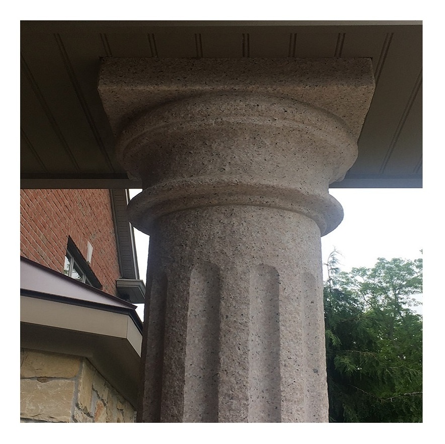 Natural granite gate roman pillar designs with grey pink red stone color