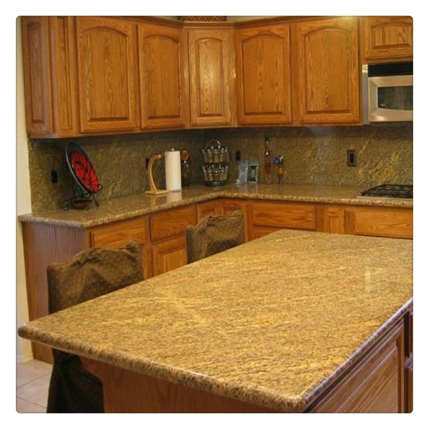 Kitchen granite countertop Juparana california yellow granite with bullnose edges profiled