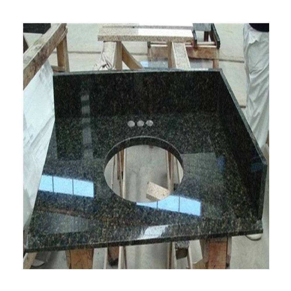 Green granite vanity top Verd Ubatuba granite with stainless steel sinks