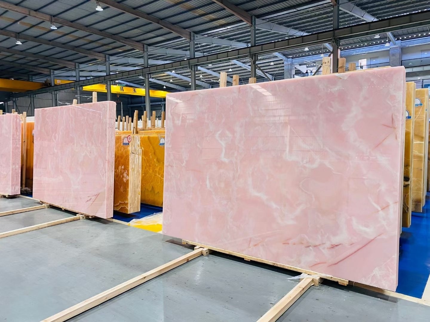 Pink marble onyx big slabs polished for wall floor