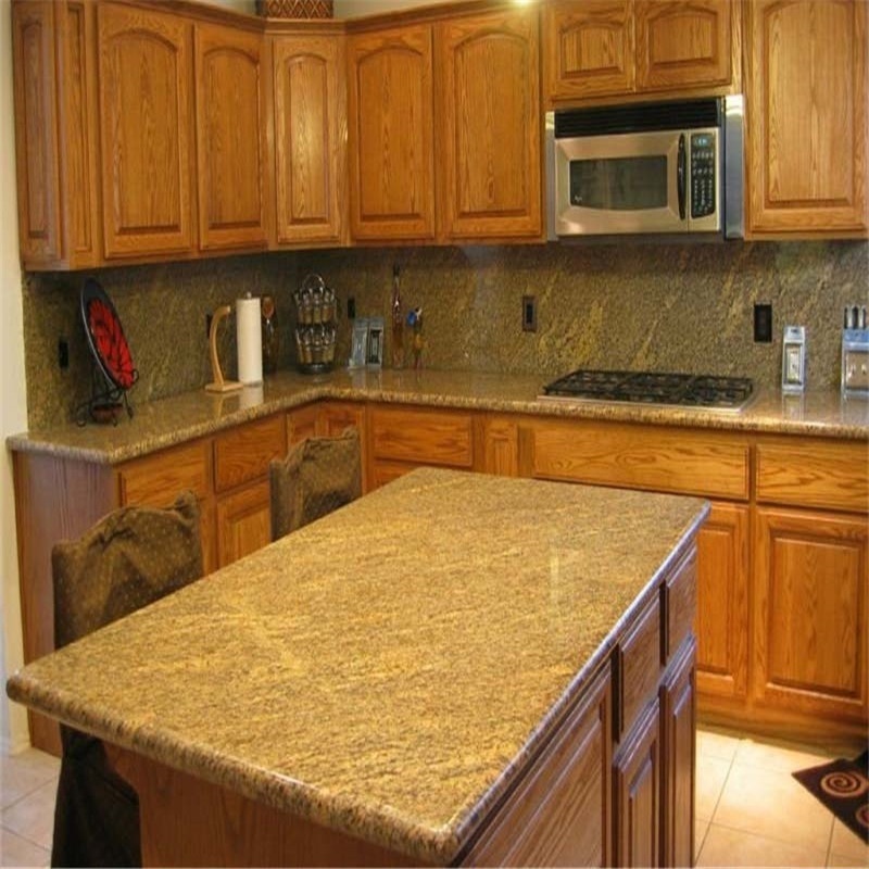 Kitchen granite countertop Giallo fiorito yellow granite with prefabricated pattern