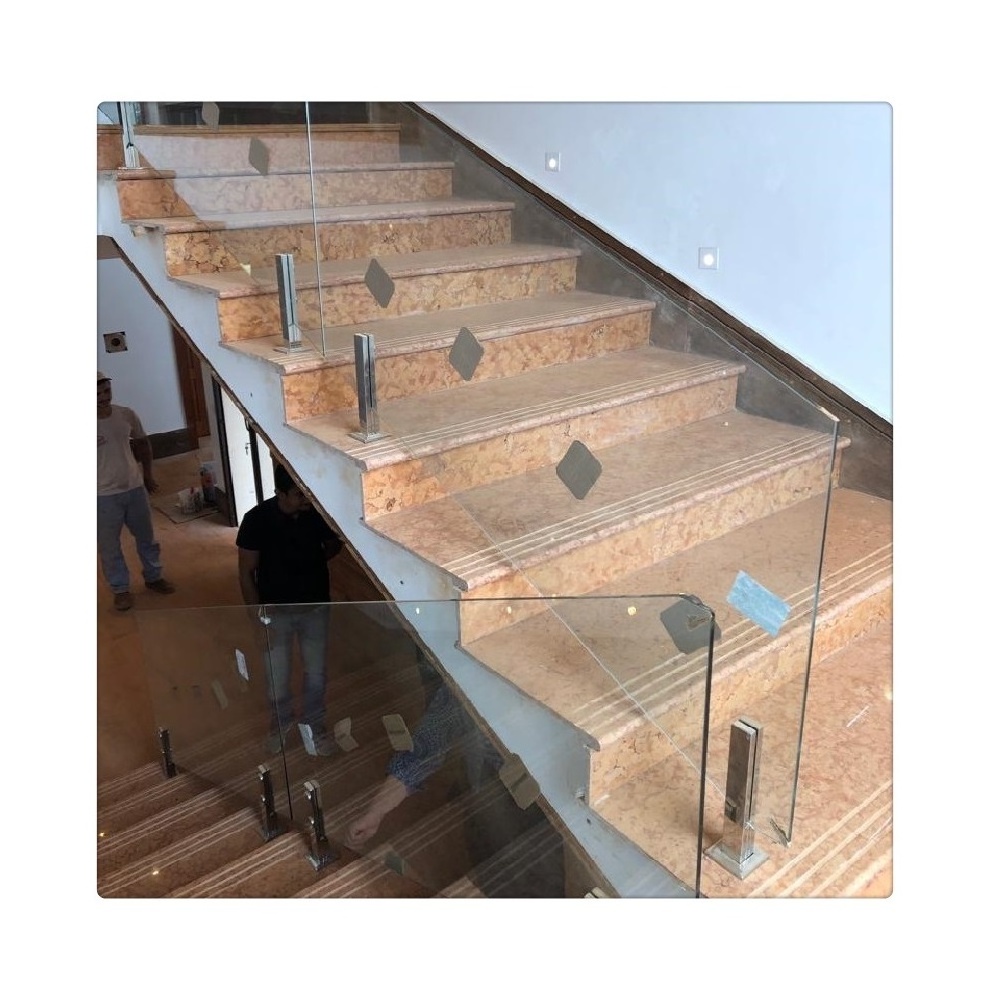 Marble Staircase with Customized Measurements Rosso Verona Red Natural Stone Modern Indoor Stairs Online Technical Support