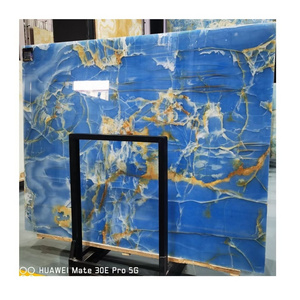 Background wall marble slabs luxurious blue onyx with top quality