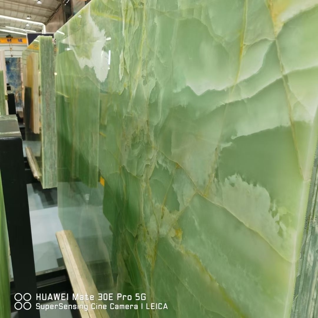 Premium products light and dark green onyx marble polished slabs with competitive rate