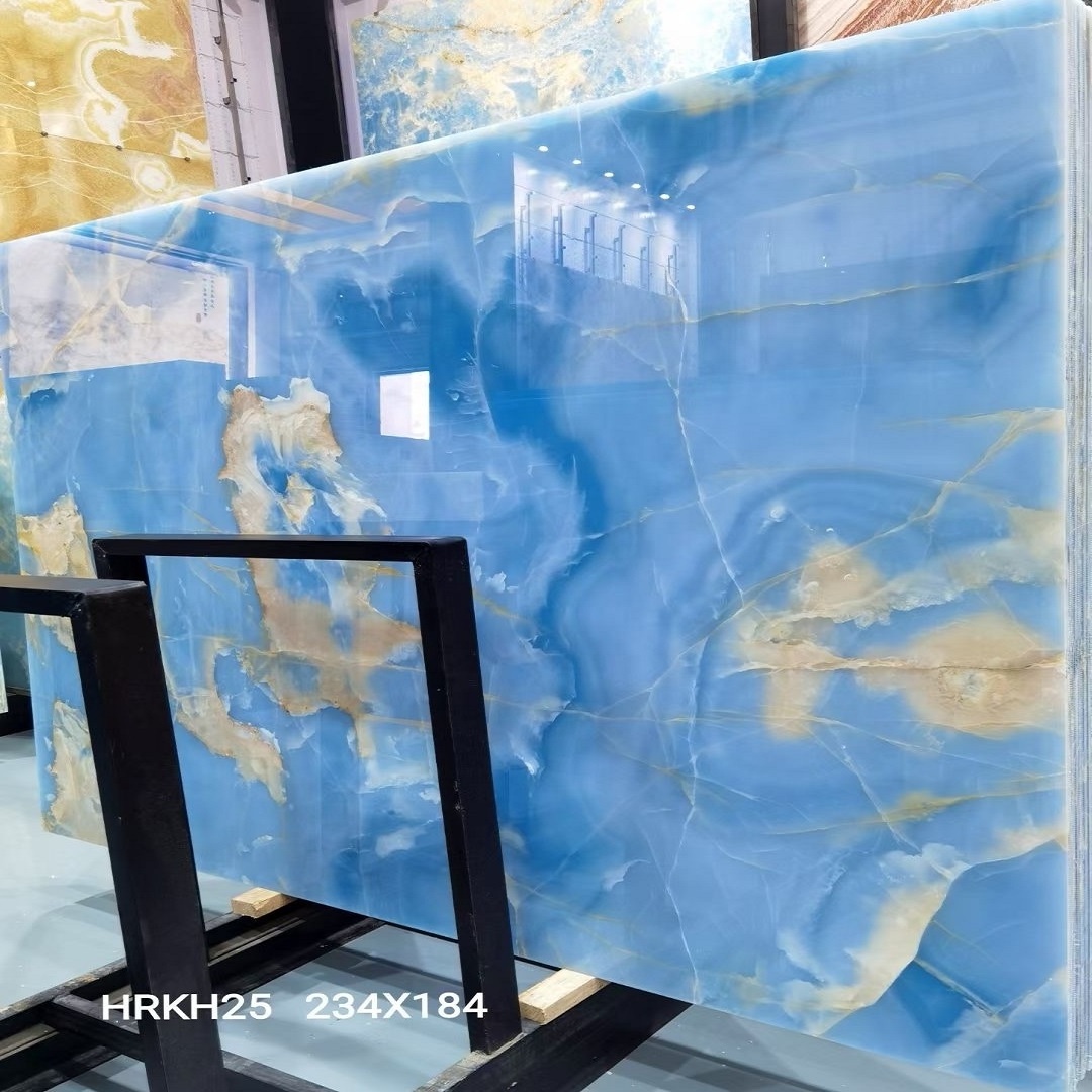 Background wall marble slabs luxurious blue onyx with top quality